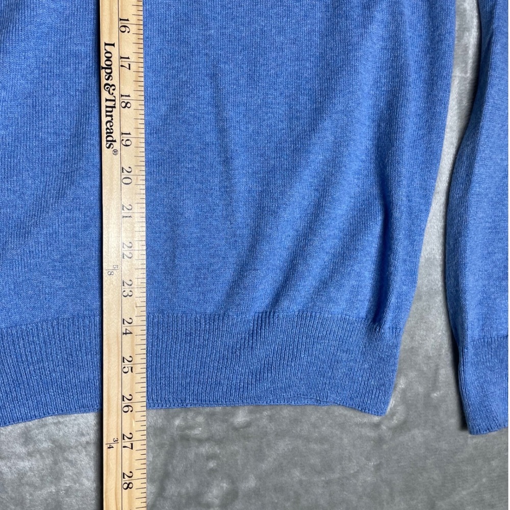 Chaps Mens V-Neck Sweater Light Blue Cotton Cashmere Blend Logo Size M C42661 - Picture 11 of 11